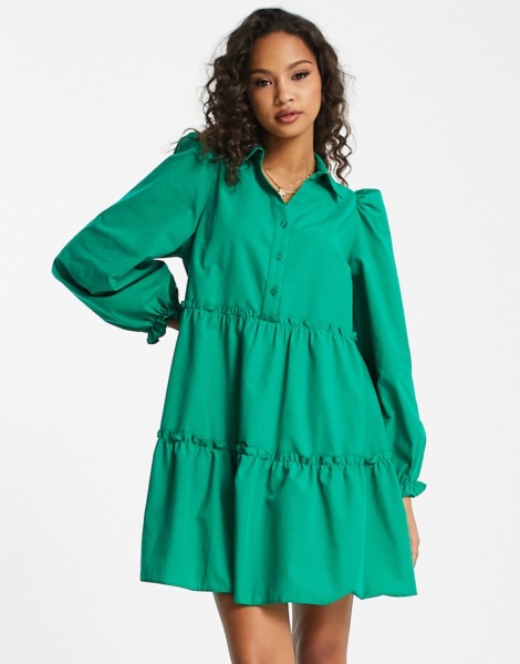 Miss Selfridge Women's Shirt Dress in Green Asos GOOFASH