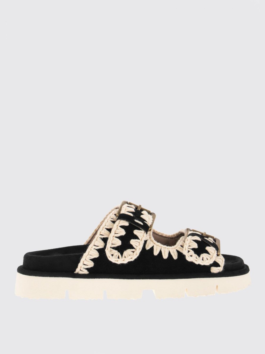 Mou Woman Black Flat Sandals from Giglio GOOFASH
