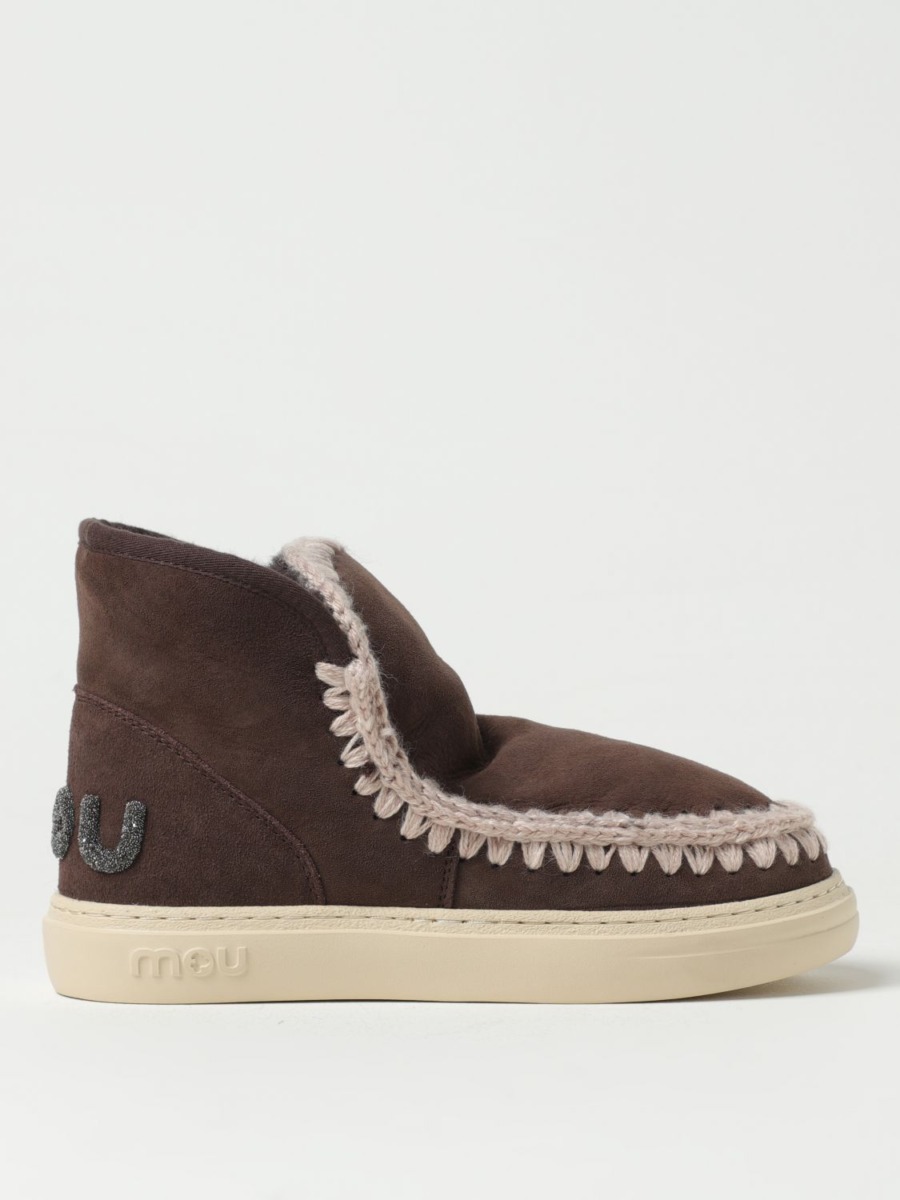 Mou - Womens Brown Flat Boots from Giglio GOOFASH