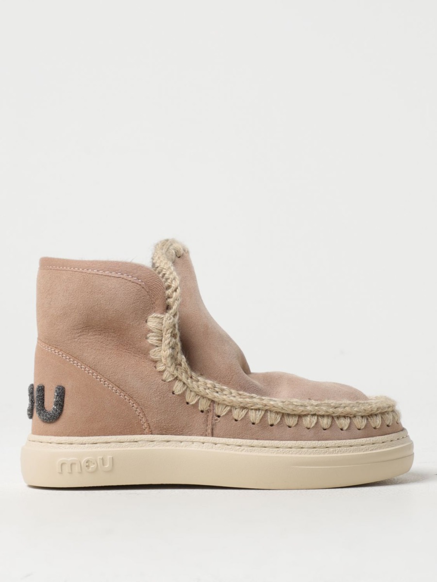 Mou - Womens Camel Flat Boots at Giglio GOOFASH