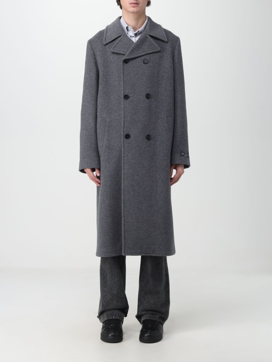 Msgm - Grey Coat for Man at Giglio GOOFASH
