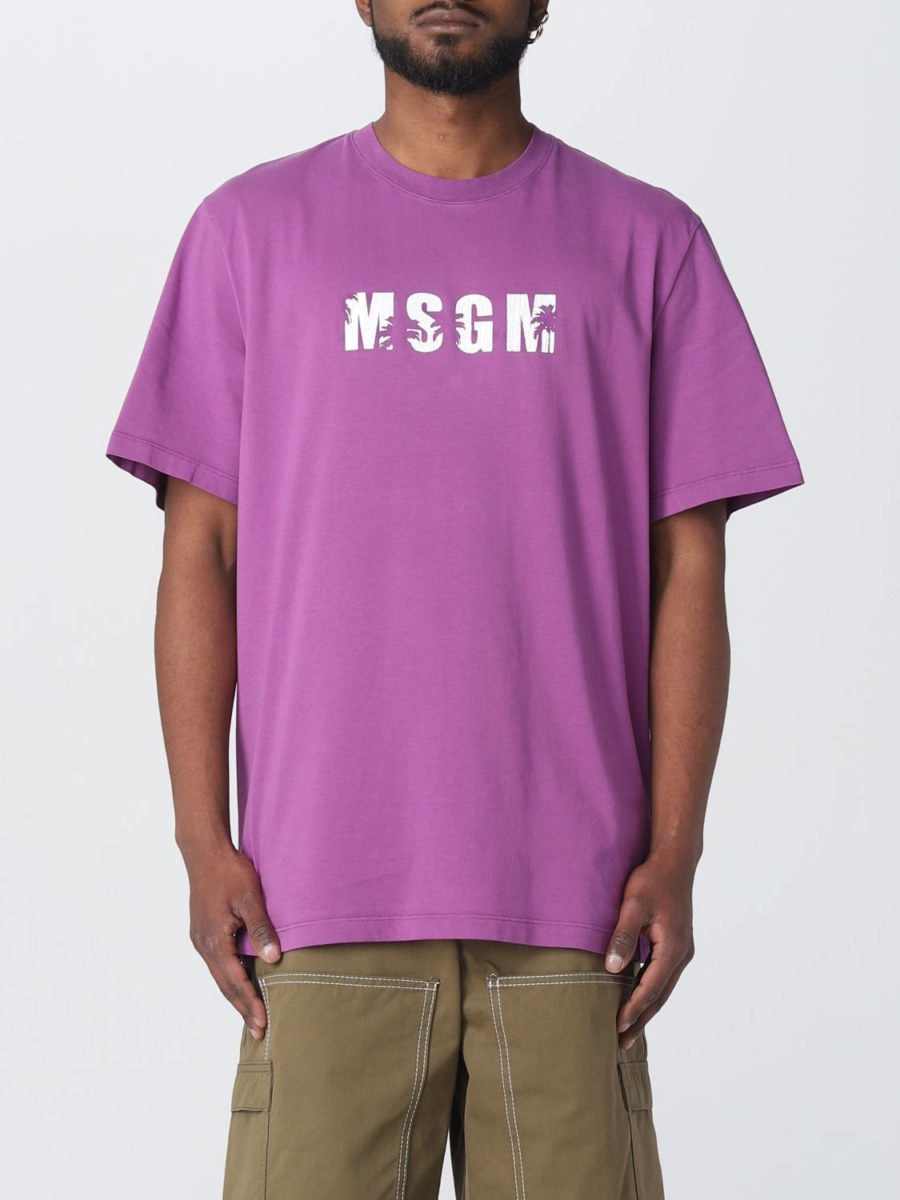 Msgm - Man Purple T-Shirt at Giglio GOOFASH