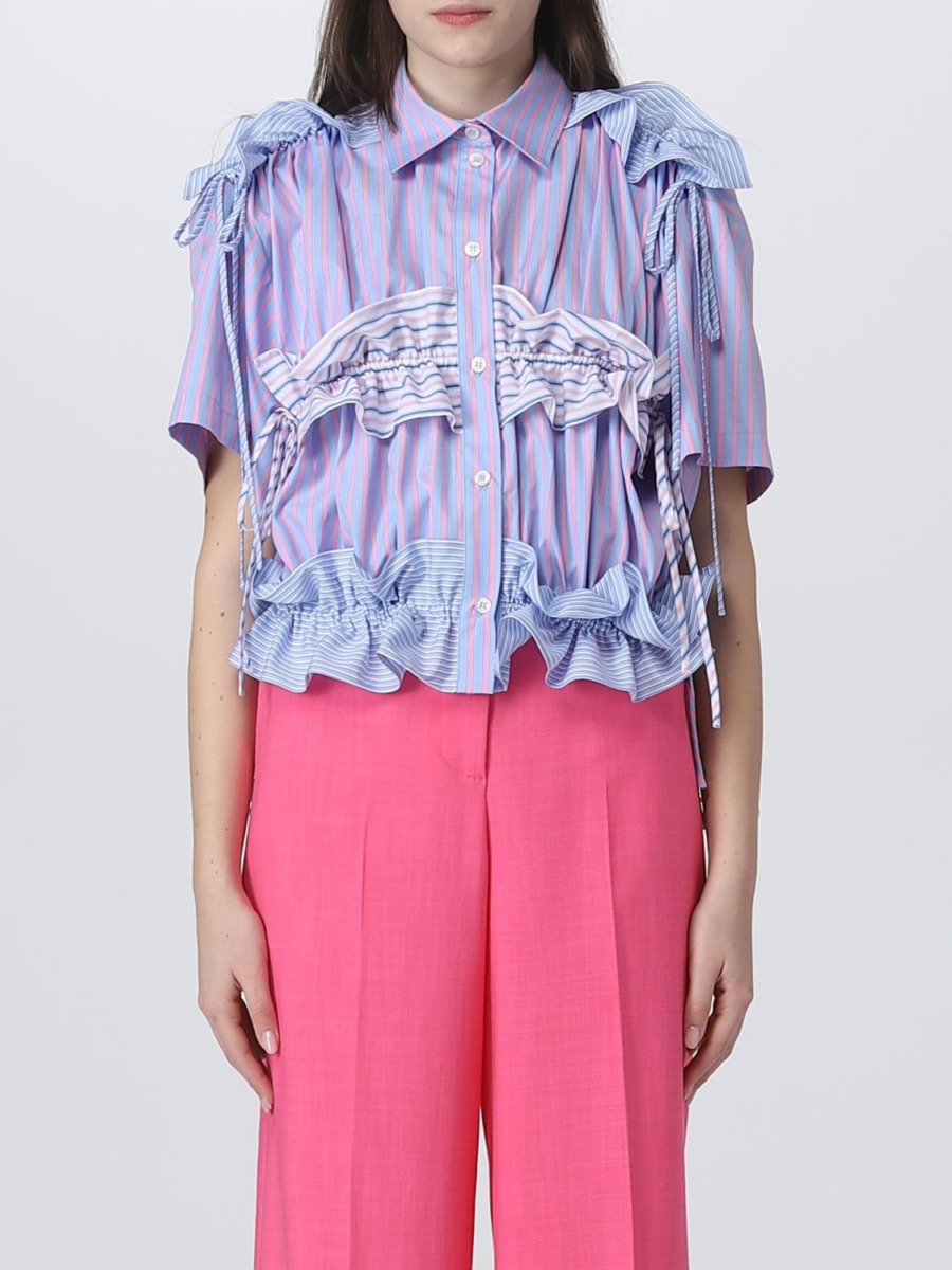 Msgm - Woman Blue Shirt from Giglio GOOFASH