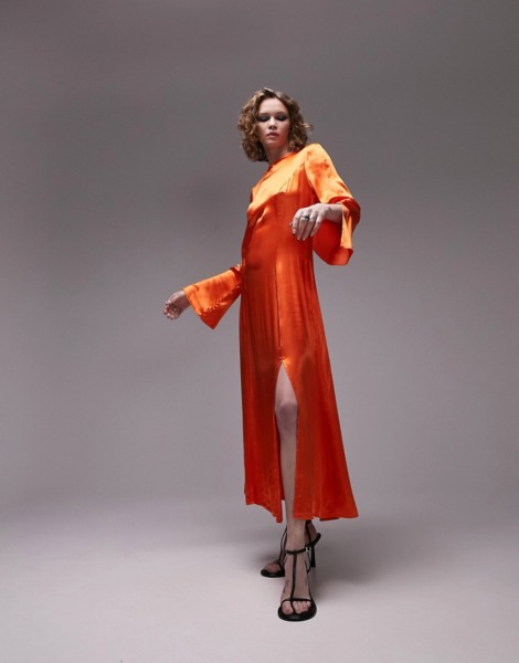 Orange Slip Dress - Asos - Topshop GOOFASH