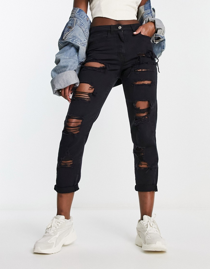 Parisian Mom Jeans in Black for Women by Asos GOOFASH