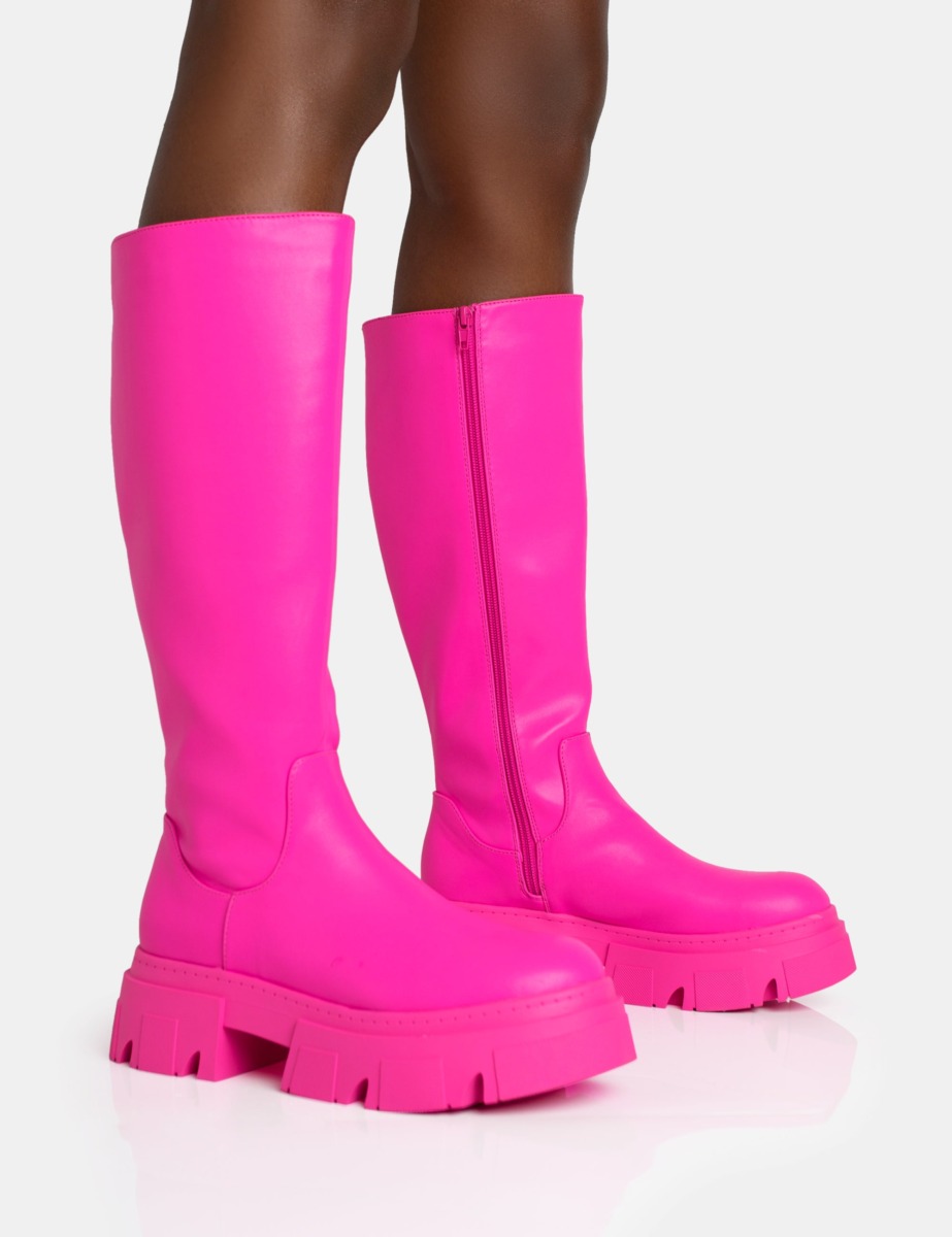 Pink Knee High Boots - Public Desire - Women GOOFASH