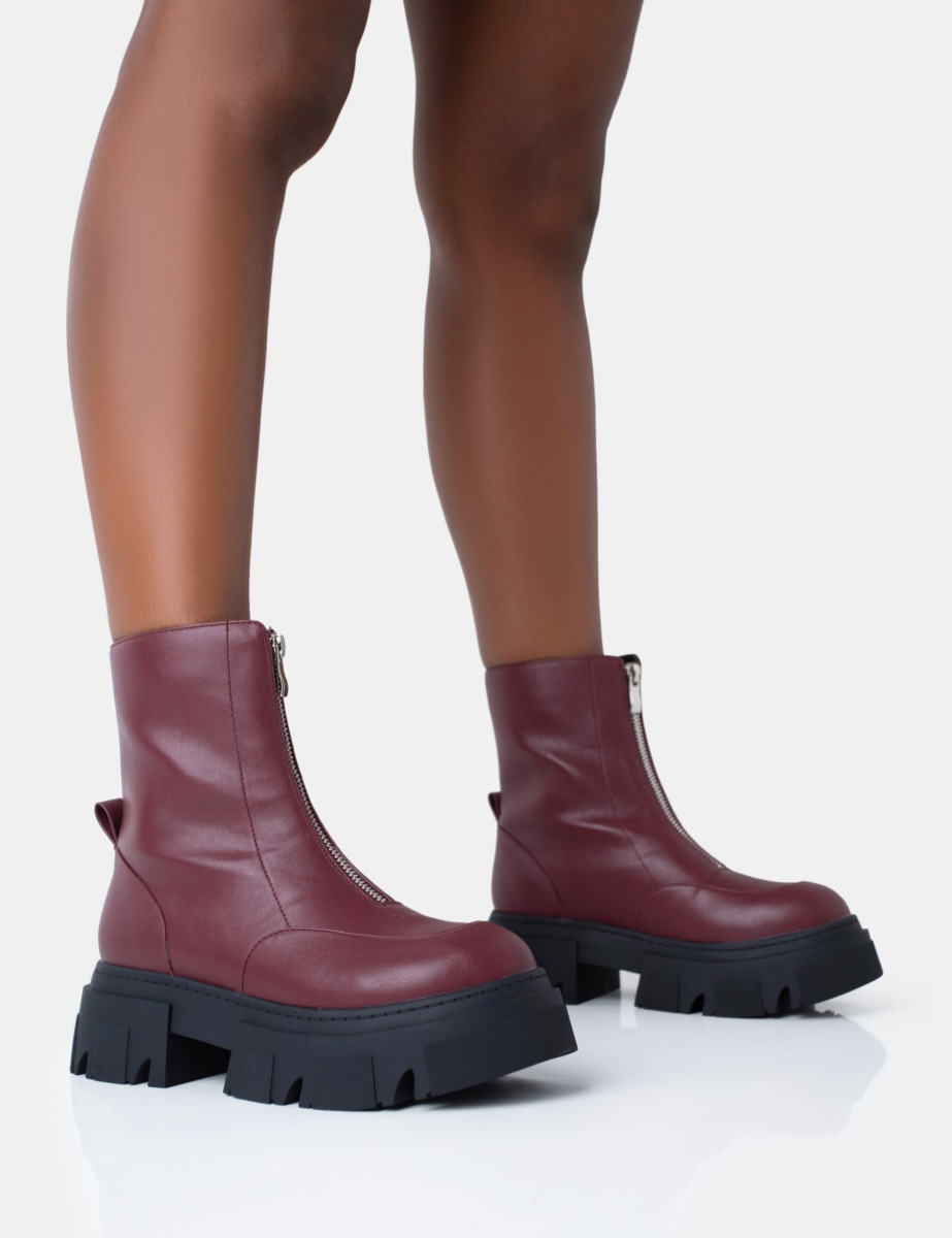 Public Desire - Burgundy - Ladies Ankle Boots GOOFASH