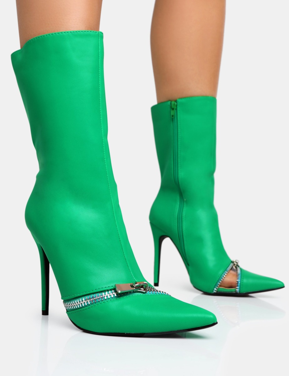 Public Desire Ladies Ankle Boots Green GOOFASH