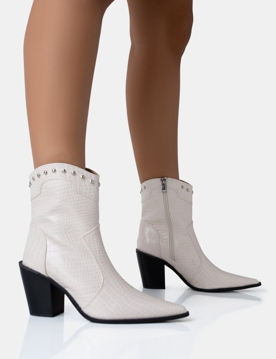 Public Desire - Woman Cream Ankle Boots GOOFASH