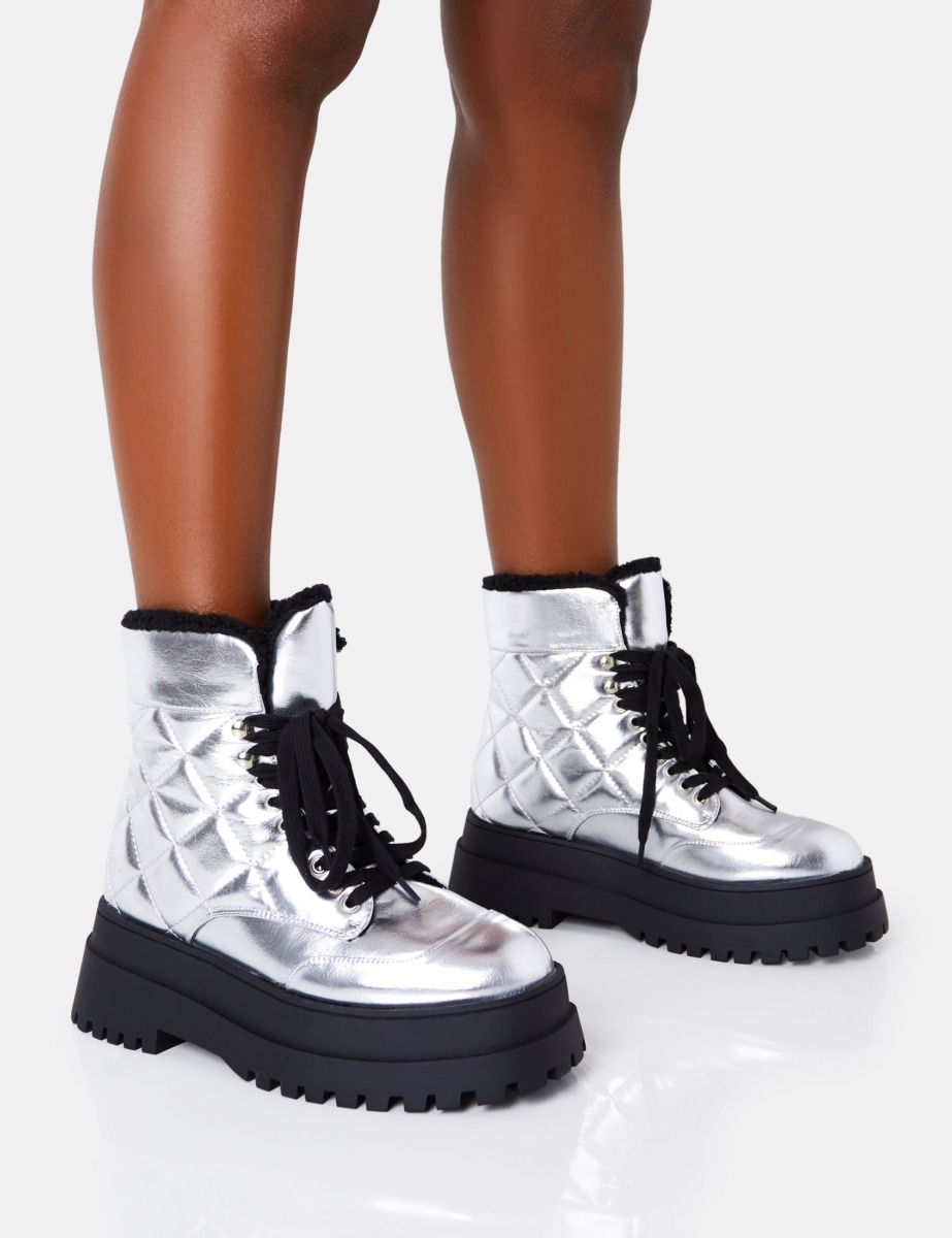 Public Desire - Women's Ankle Boots in Silver GOOFASH