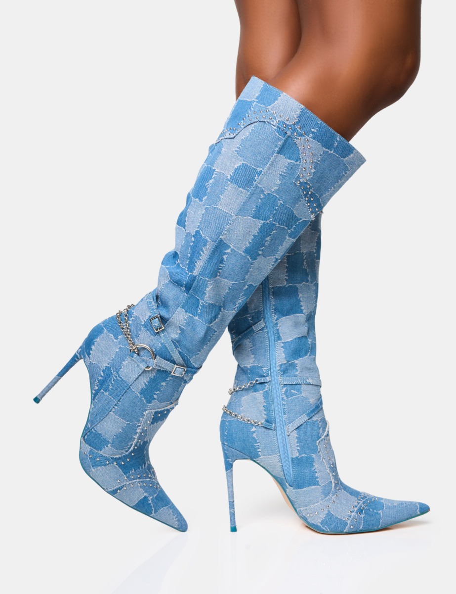 Public Desire Womens Stiletto Boots Blue GOOFASH