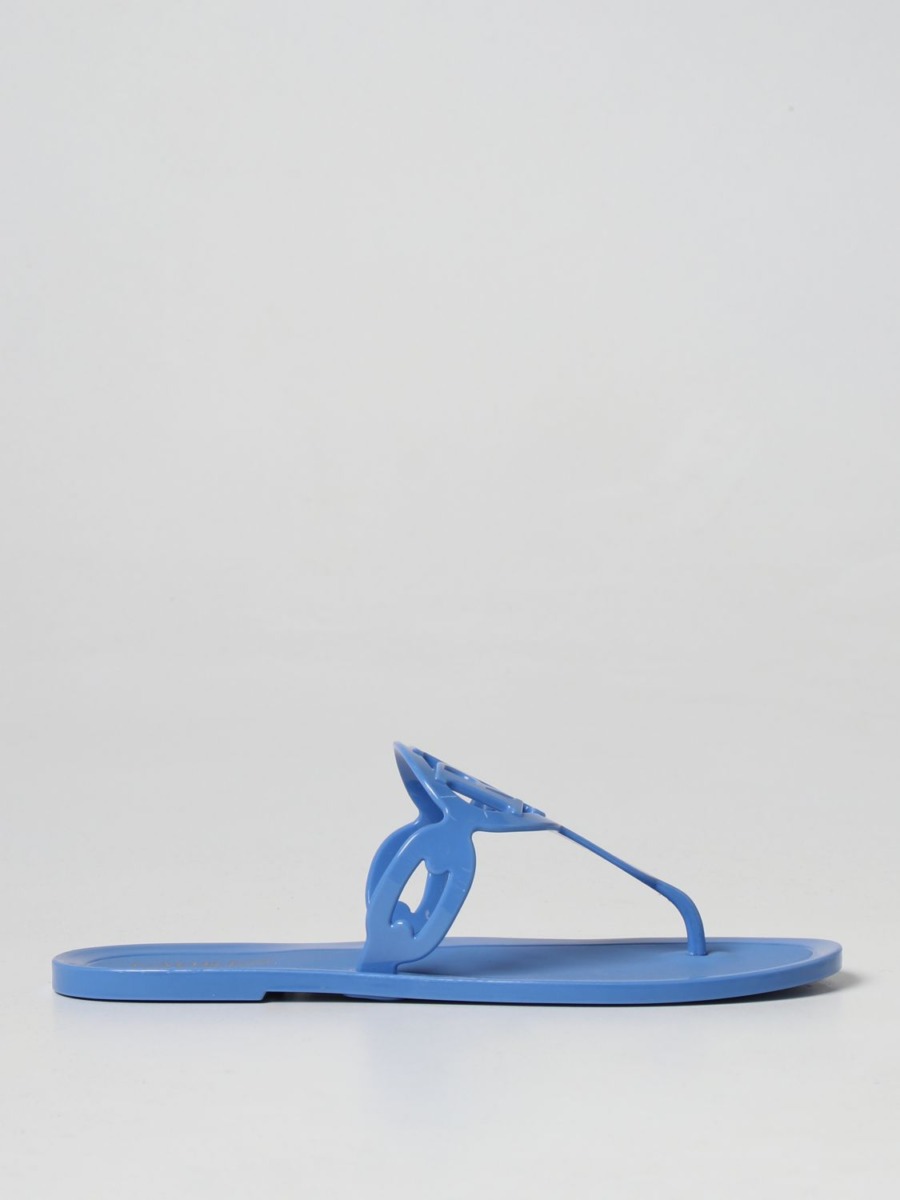 Ralph Lauren - Blue Flat Sandals Giglio GOOFASH