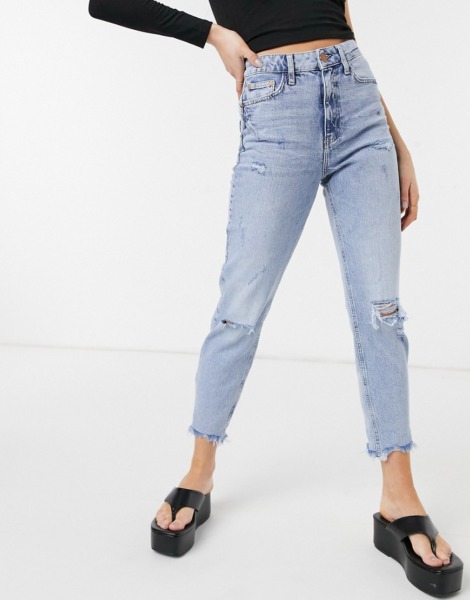River Island - Womens Ripped Jeans Blue - Asos GOOFASH