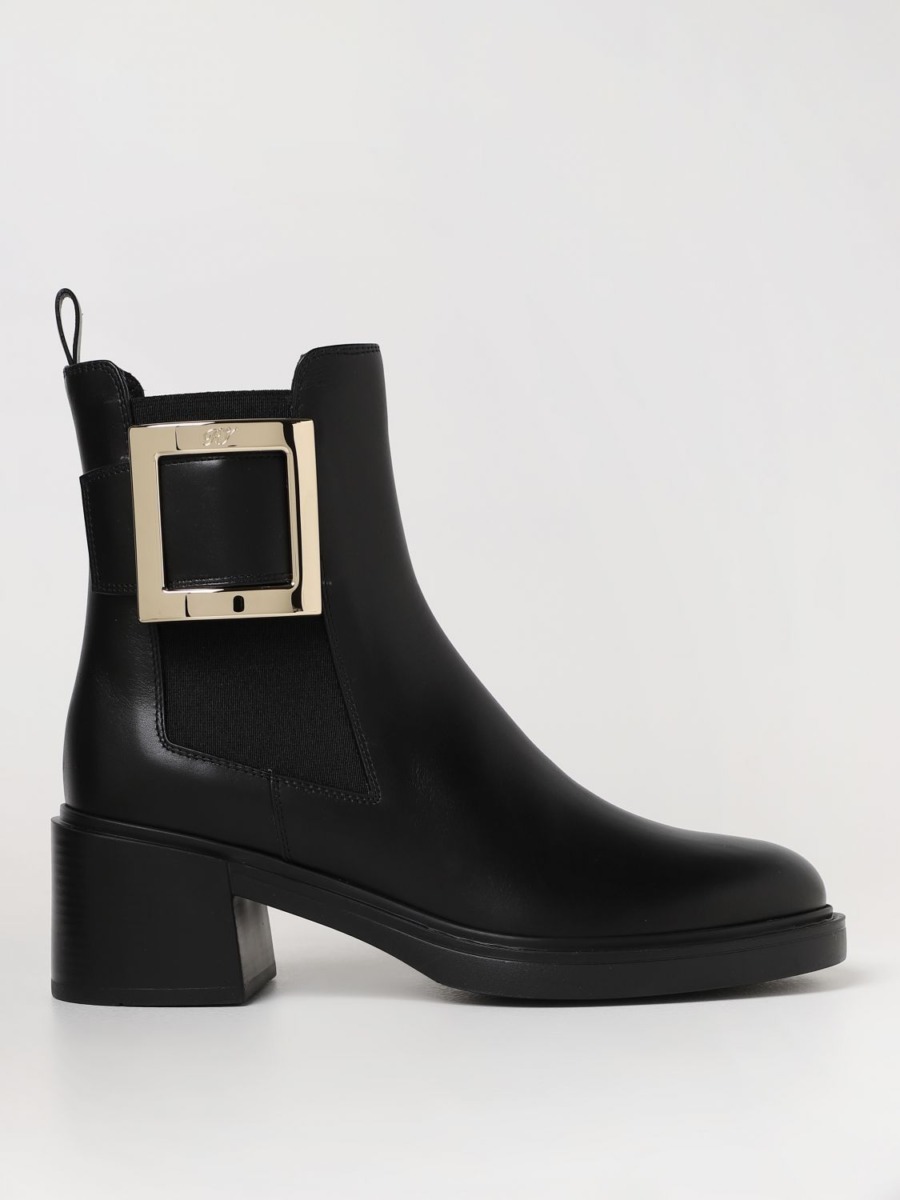 Roger Vivier Women's Flat Boots in Black at Giglio GOOFASH