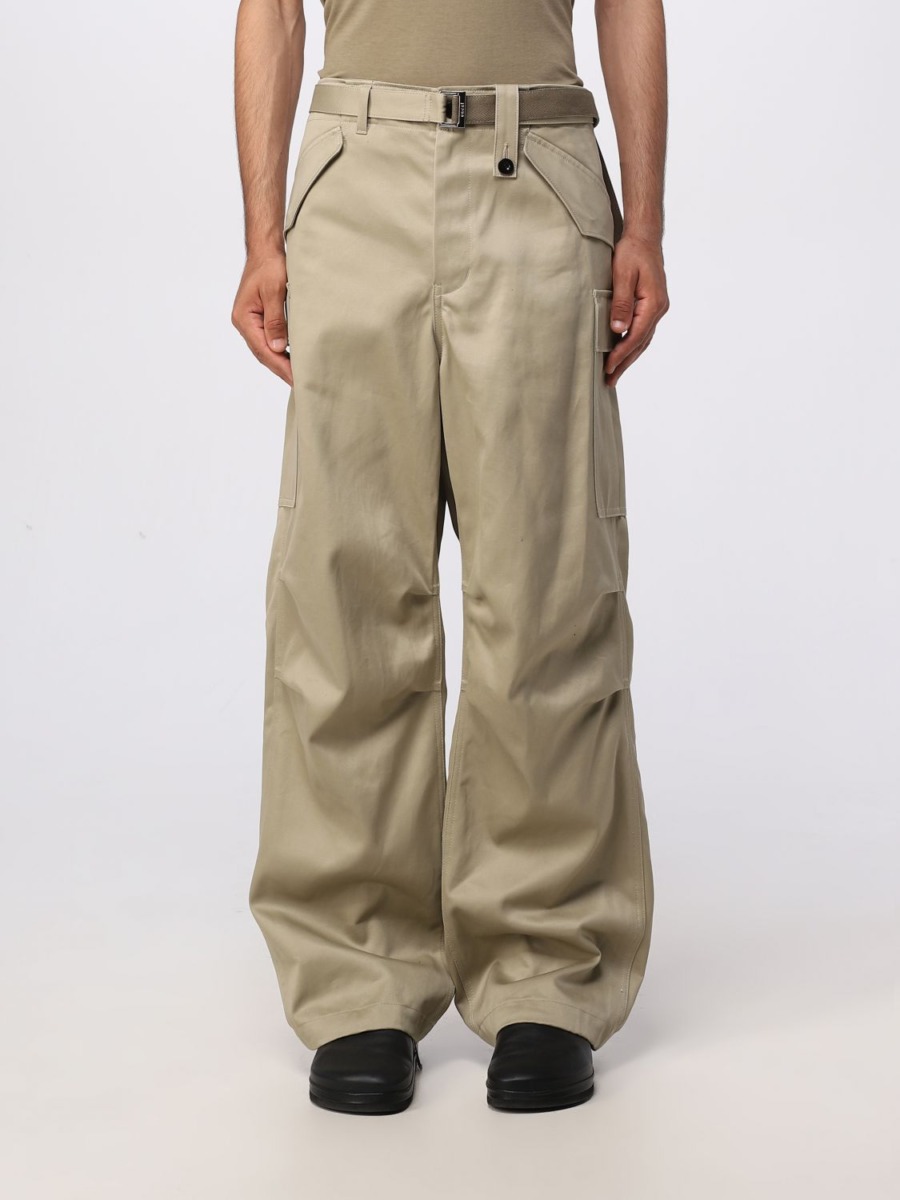 Sacai - Mens Beige Trousers by Giglio GOOFASH