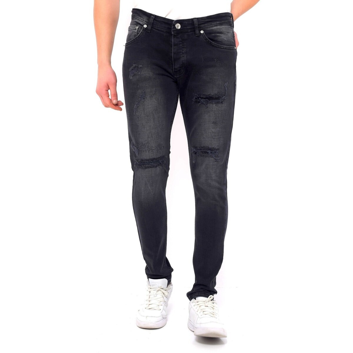 Spartoo Black Man Skinny Jeans True Rise GOOFASH