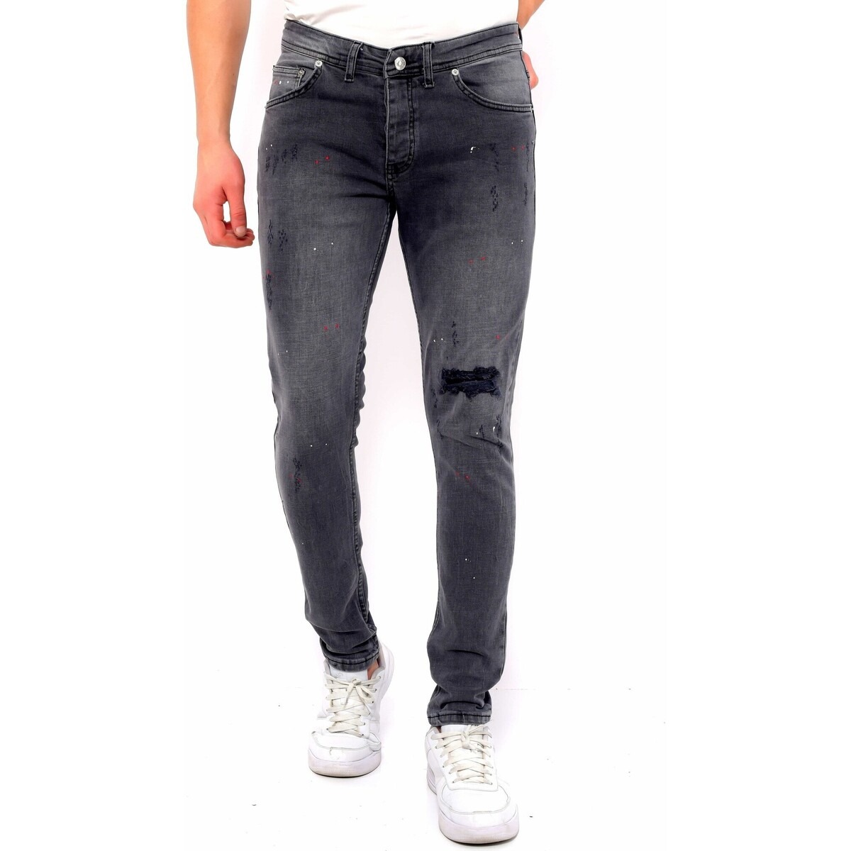 Spartoo - Man Skinny Jeans Grey GOOFASH