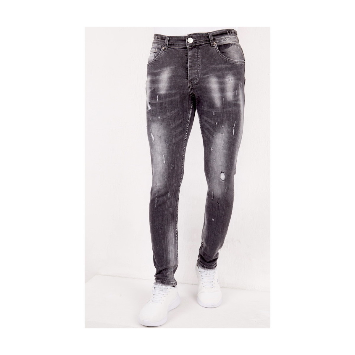 Spartoo - Mens Skinny Jeans in Grey by True Rise GOOFASH