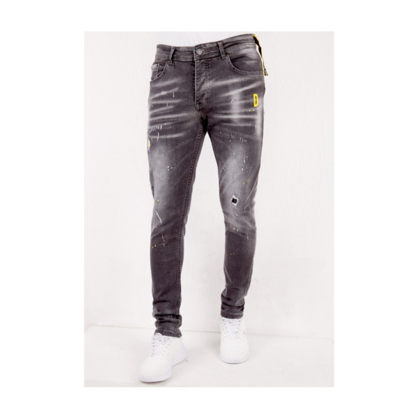 Spartoo - Mens Skinny Jeans in Grey from True Rise GOOFASH
