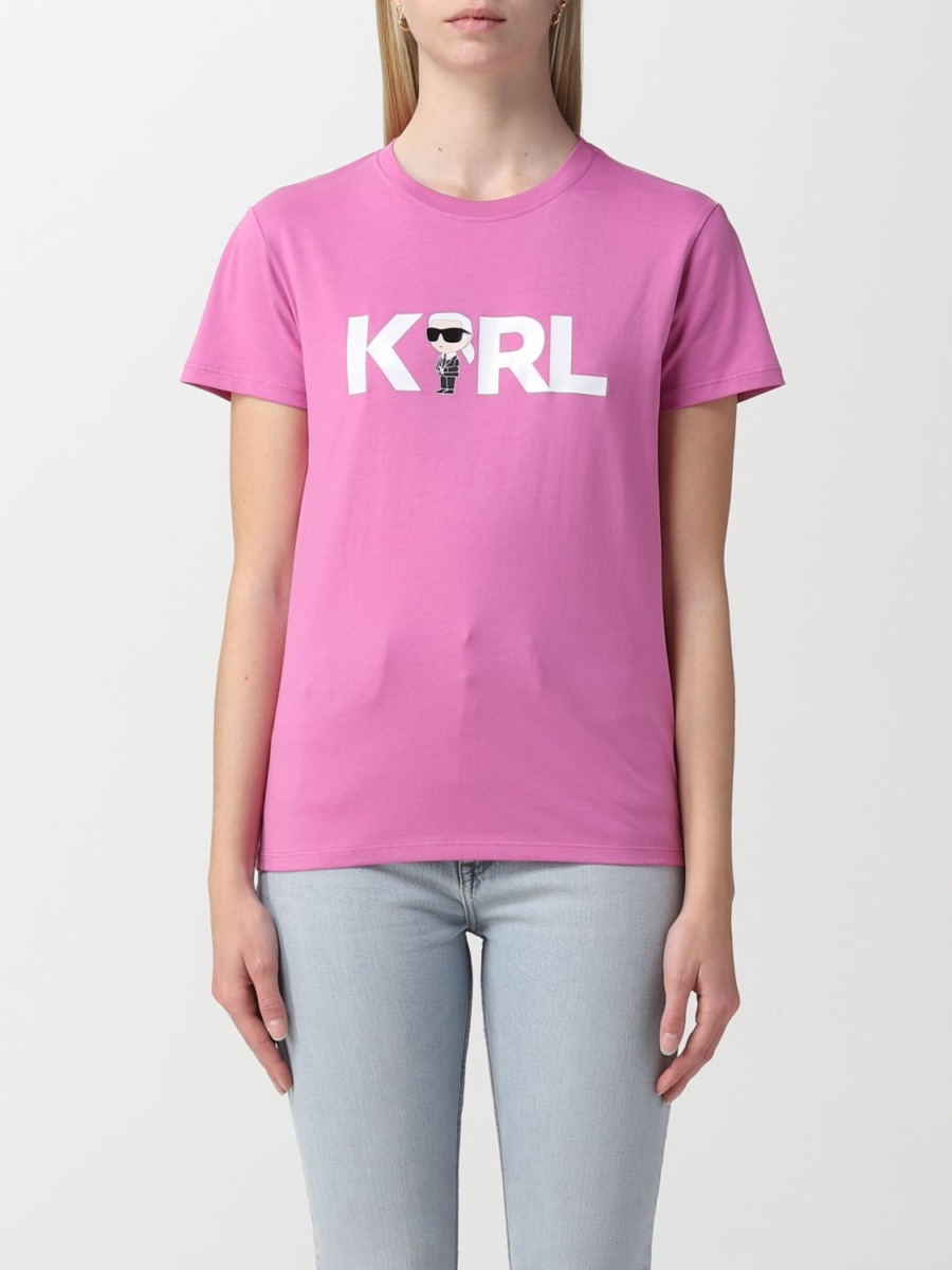 T-Shirt Pink Karl Lagerfeld Ladies - Giglio GOOFASH
