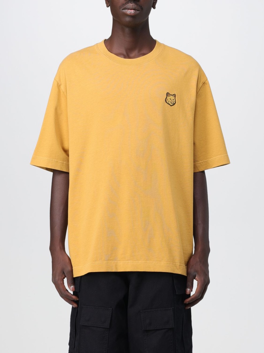 T-Shirt in Yellow Giglio Maison Kitsuné GOOFASH