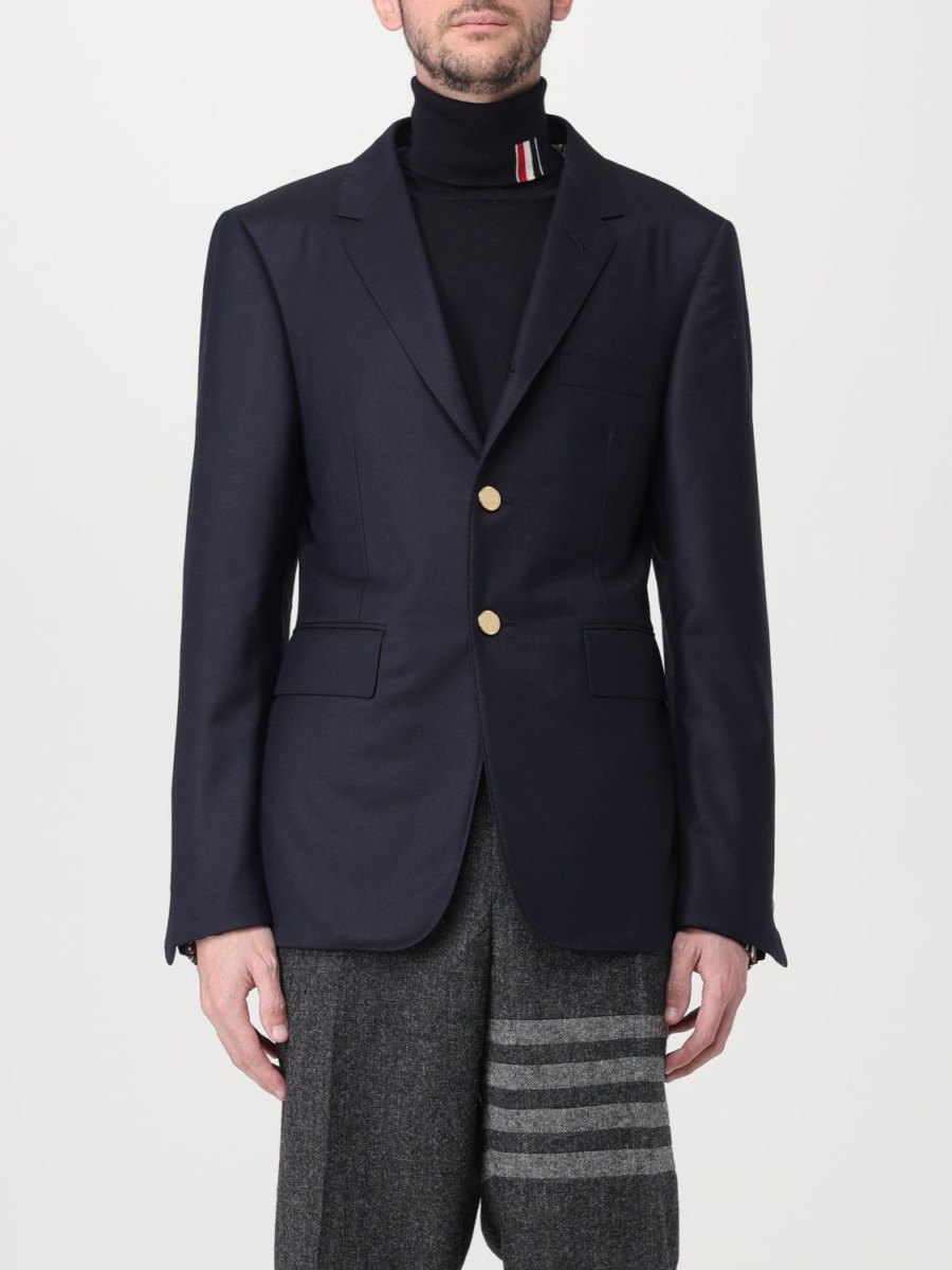 Thom Browne Men's Jacket in Blue from Giglio GOOFASH