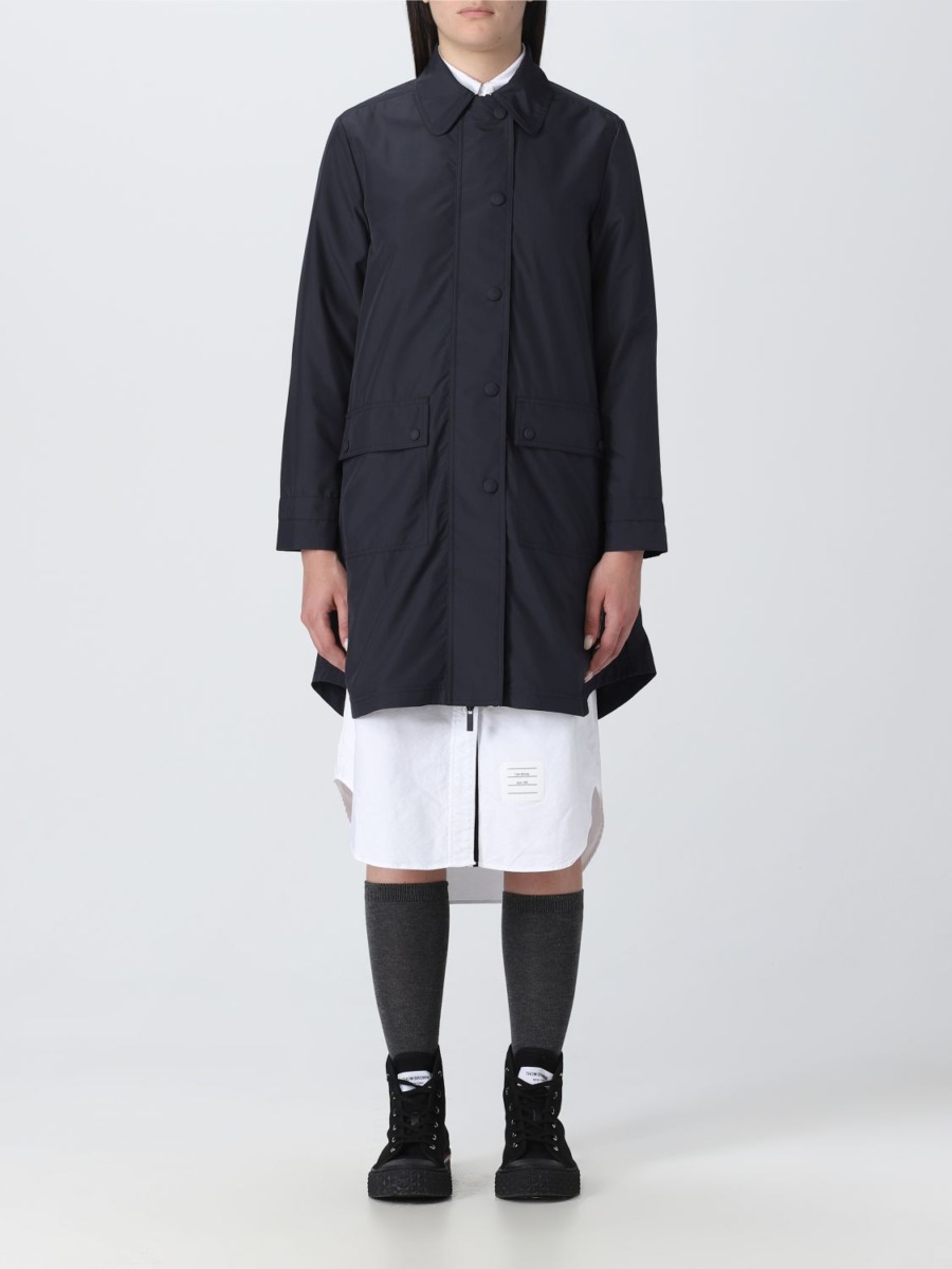 Thom Browne Woman Trench Coat Blue at Giglio GOOFASH