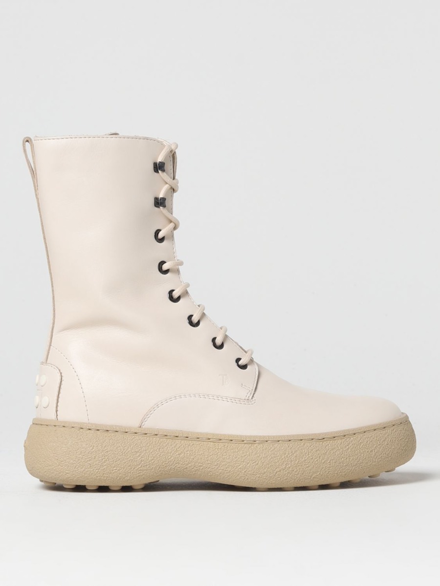 Tods Flat Boots in Cream from Giglio GOOFASH