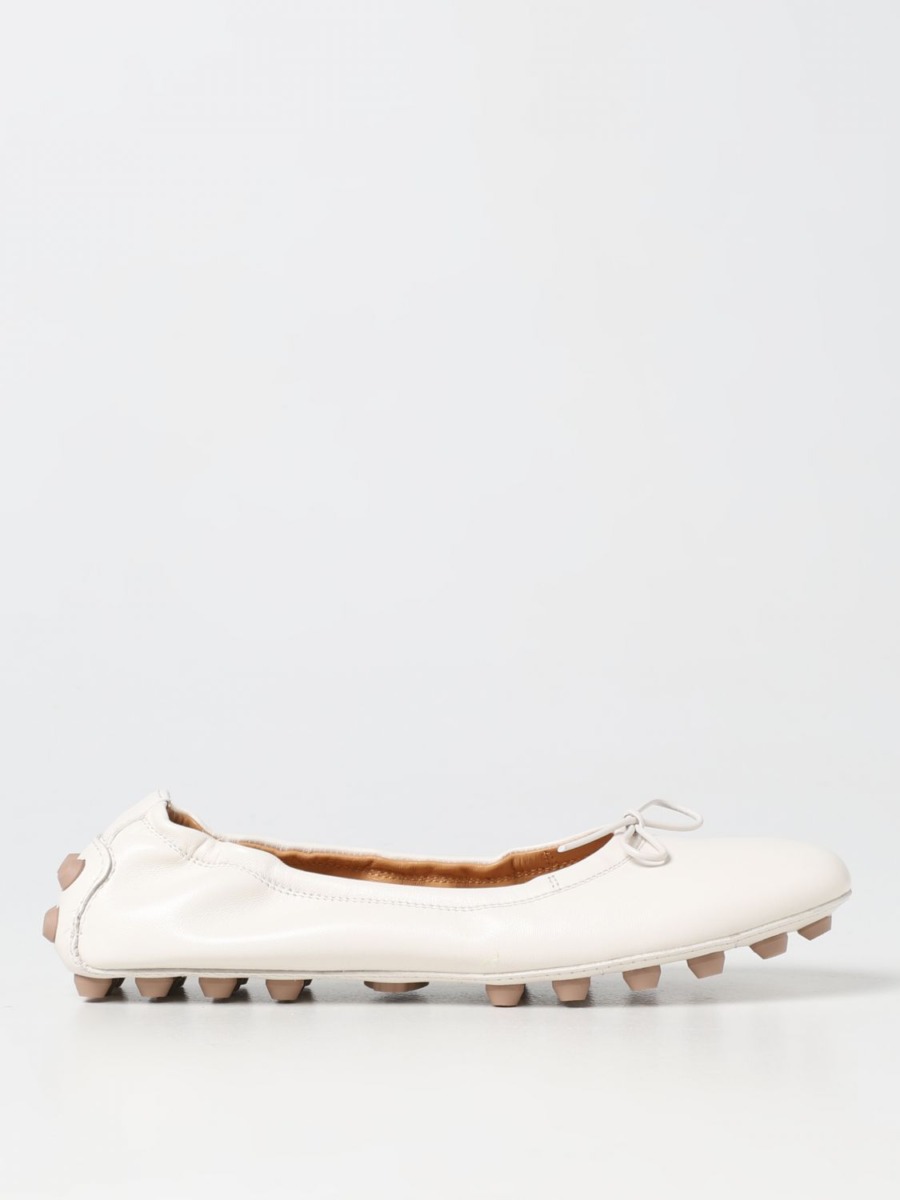 Tods Womens Ballet Pumps Ivory - Giglio GOOFASH