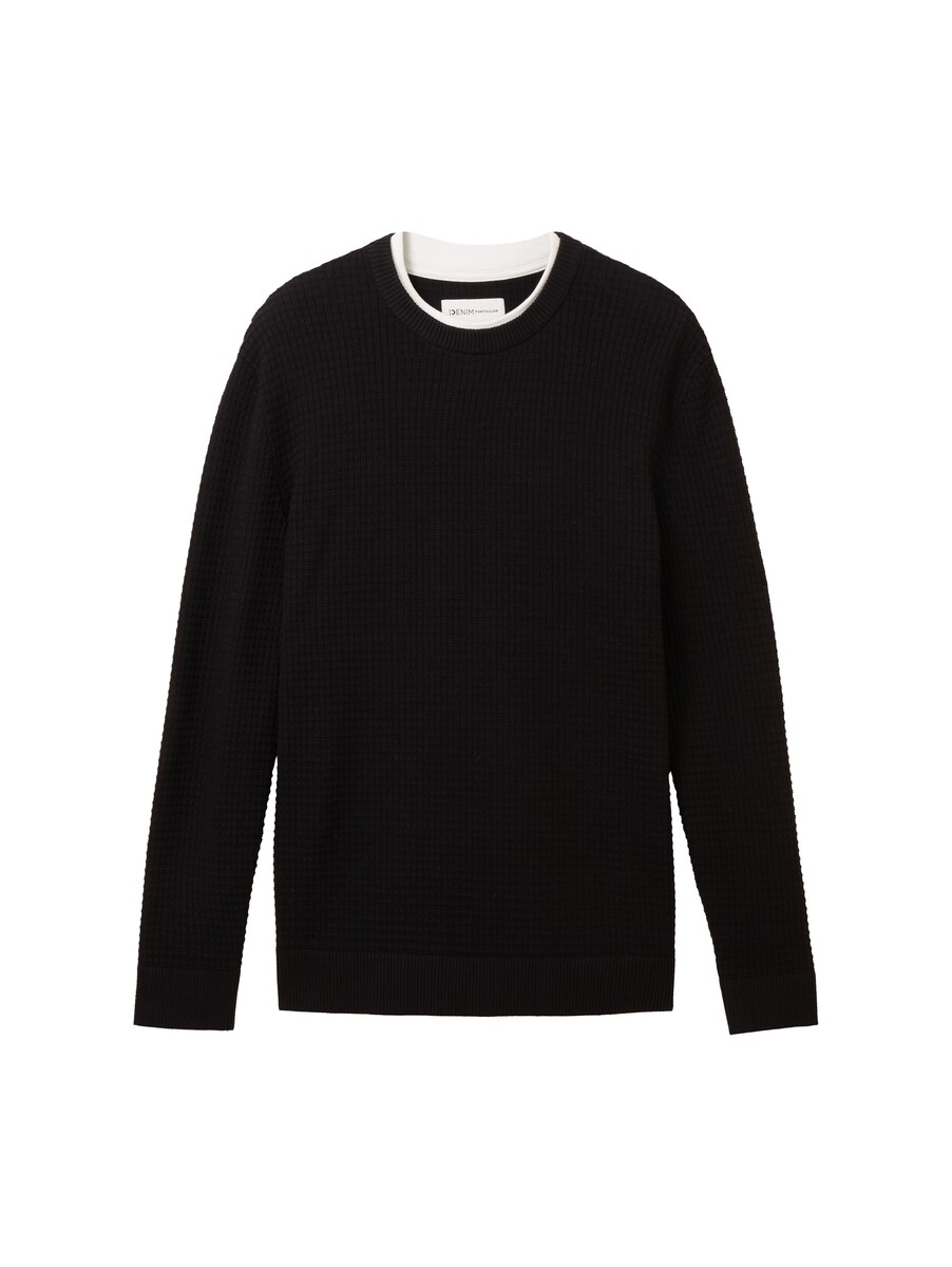 Tom Tailor - Black Knitted Sweater - Gents GOOFASH