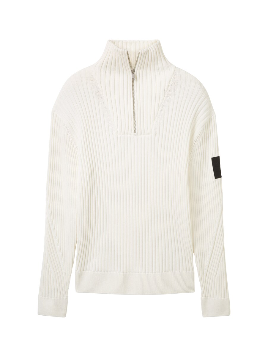 Tom Tailor - Knitted Sweater in White Man GOOFASH