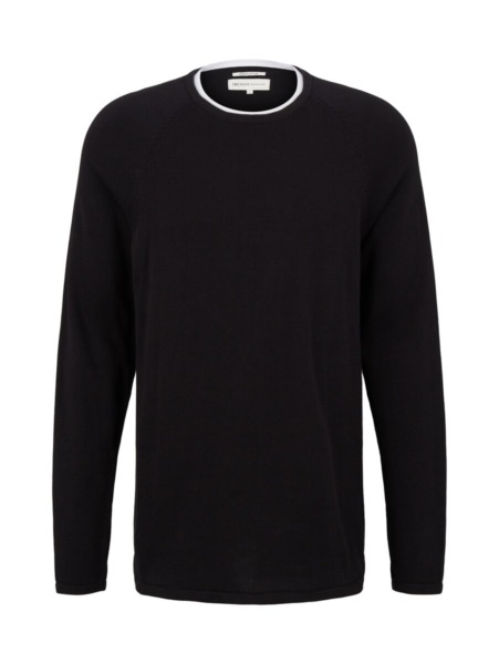 Tom Tailor Man Knitted Sweater in Black GOOFASH