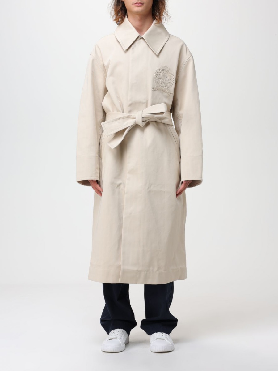 Tommy Hilfiger Trench Coat Beige for Man from Giglio GOOFASH