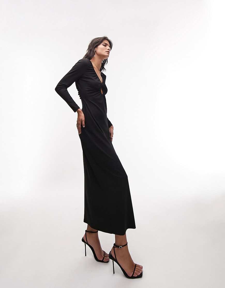Topshop - Midi Dress Black Asos Women GOOFASH