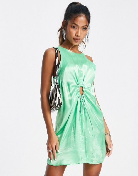 Topshop Woman Mini Dress Green Asos GOOFASH