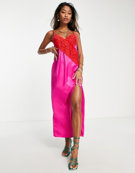 Topshop Womens Pink Slip Dress from Asos GOOFASH