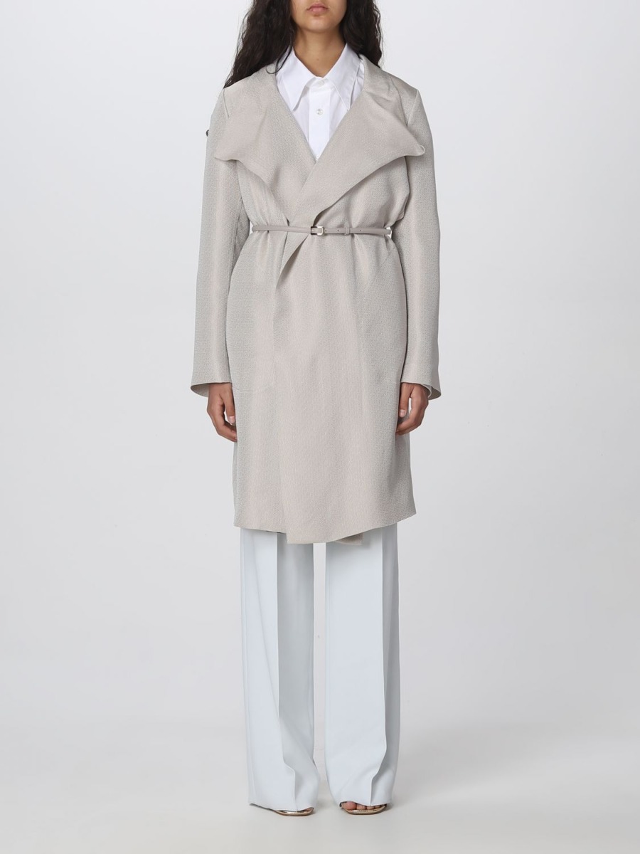 Trench Coat Champagne for Woman from Giglio GOOFASH