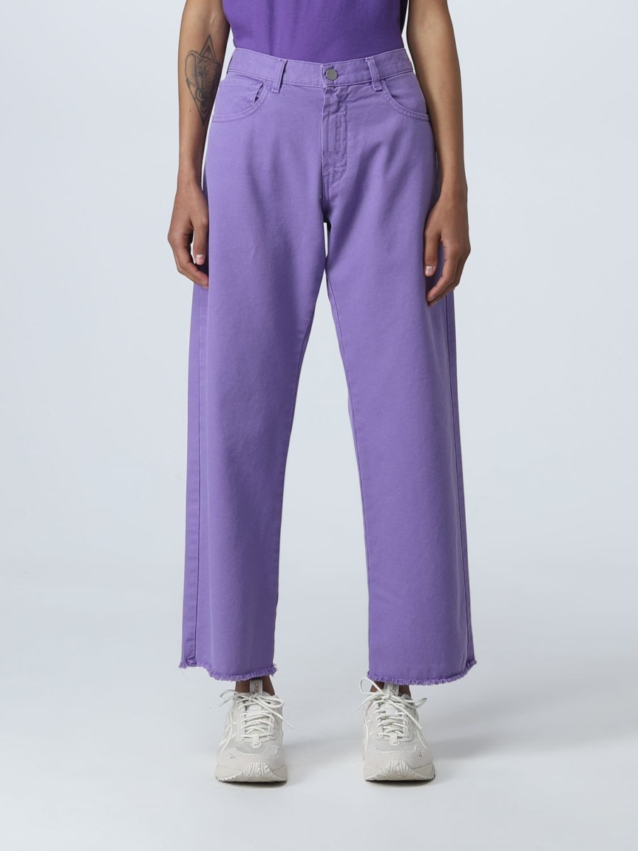 Trousers in Purple for Woman at Giglio GOOFASH