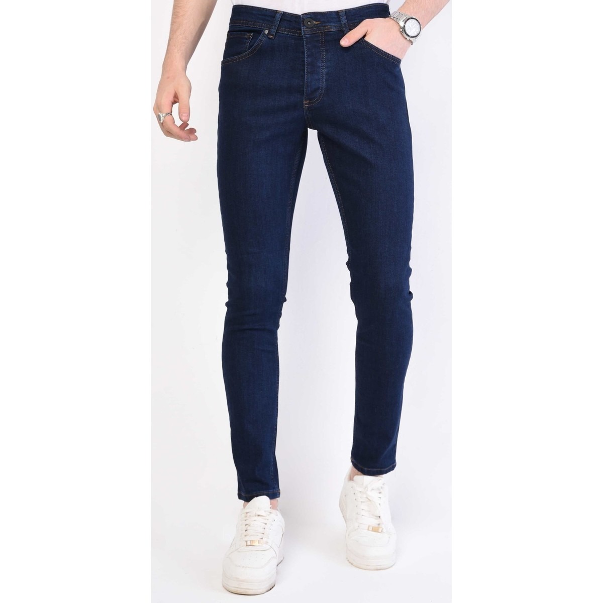 True Rise - Skinny Jeans Blue Spartoo Man GOOFASH