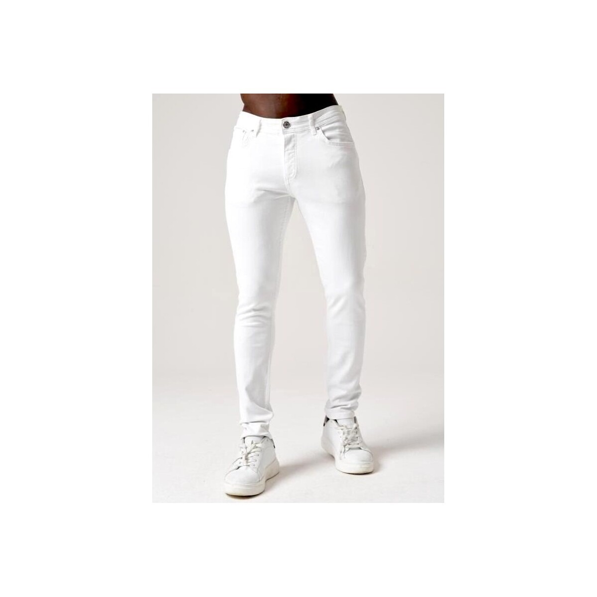 True Rise White Skinny Jeans for Men from Spartoo GOOFASH