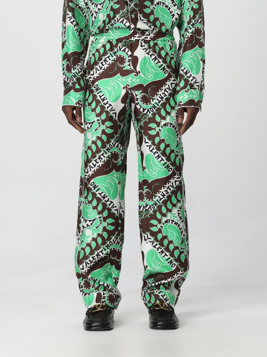 Valentino - Gents Trousers in Green Giglio GOOFASH
