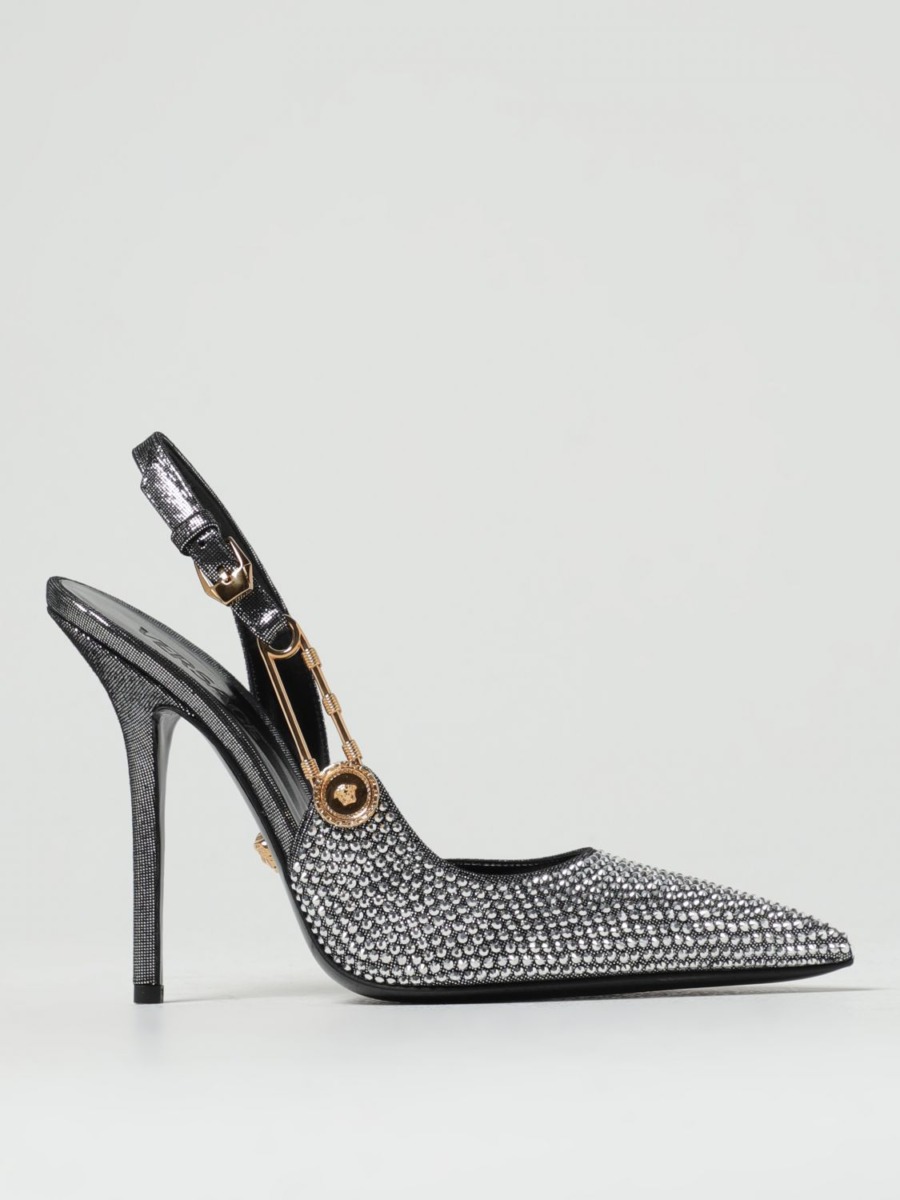 Versace Women Heeled Sandals Silver at Giglio GOOFASH