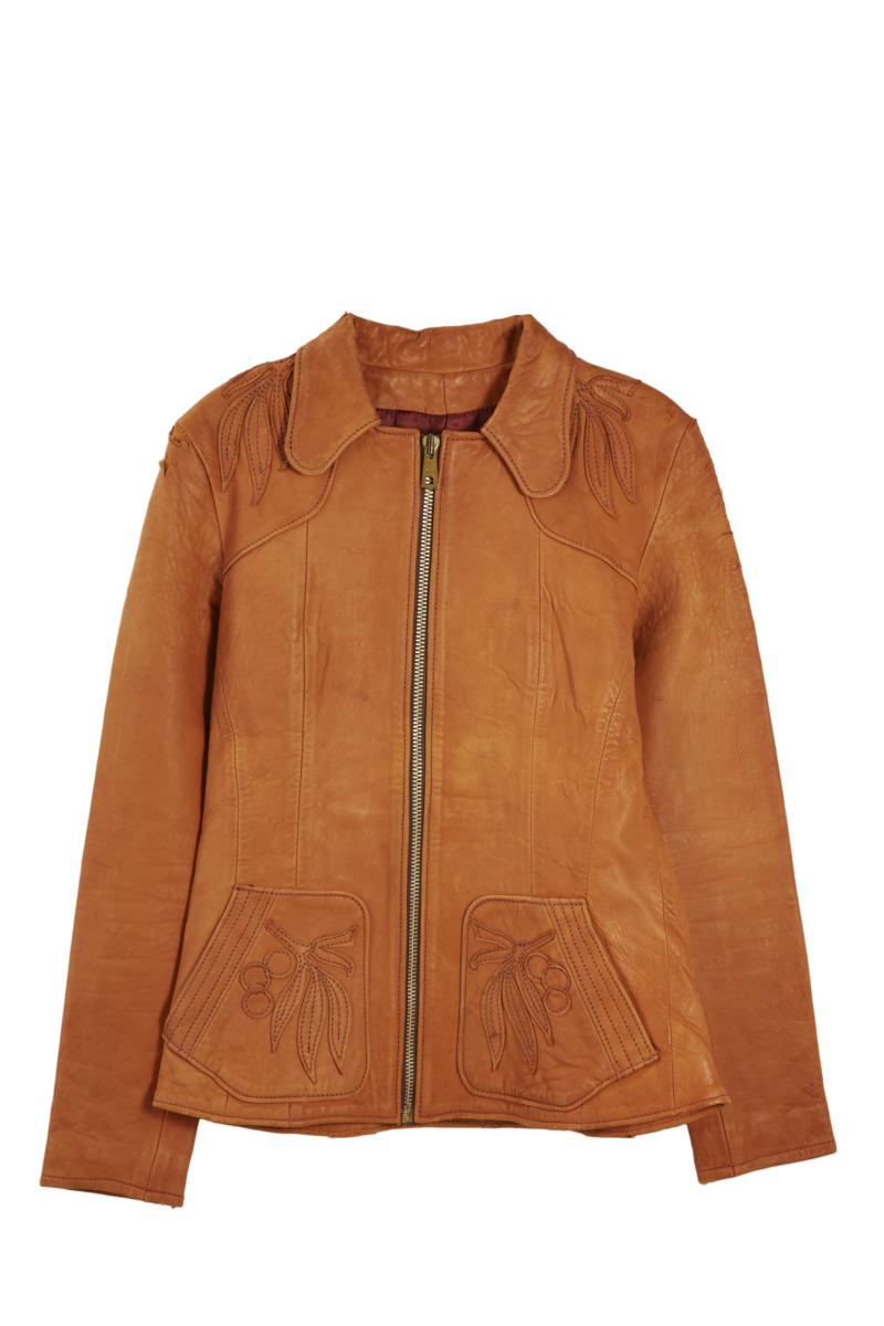 Vintage - Women Leather Jacket Orange WGACA GOOFASH
