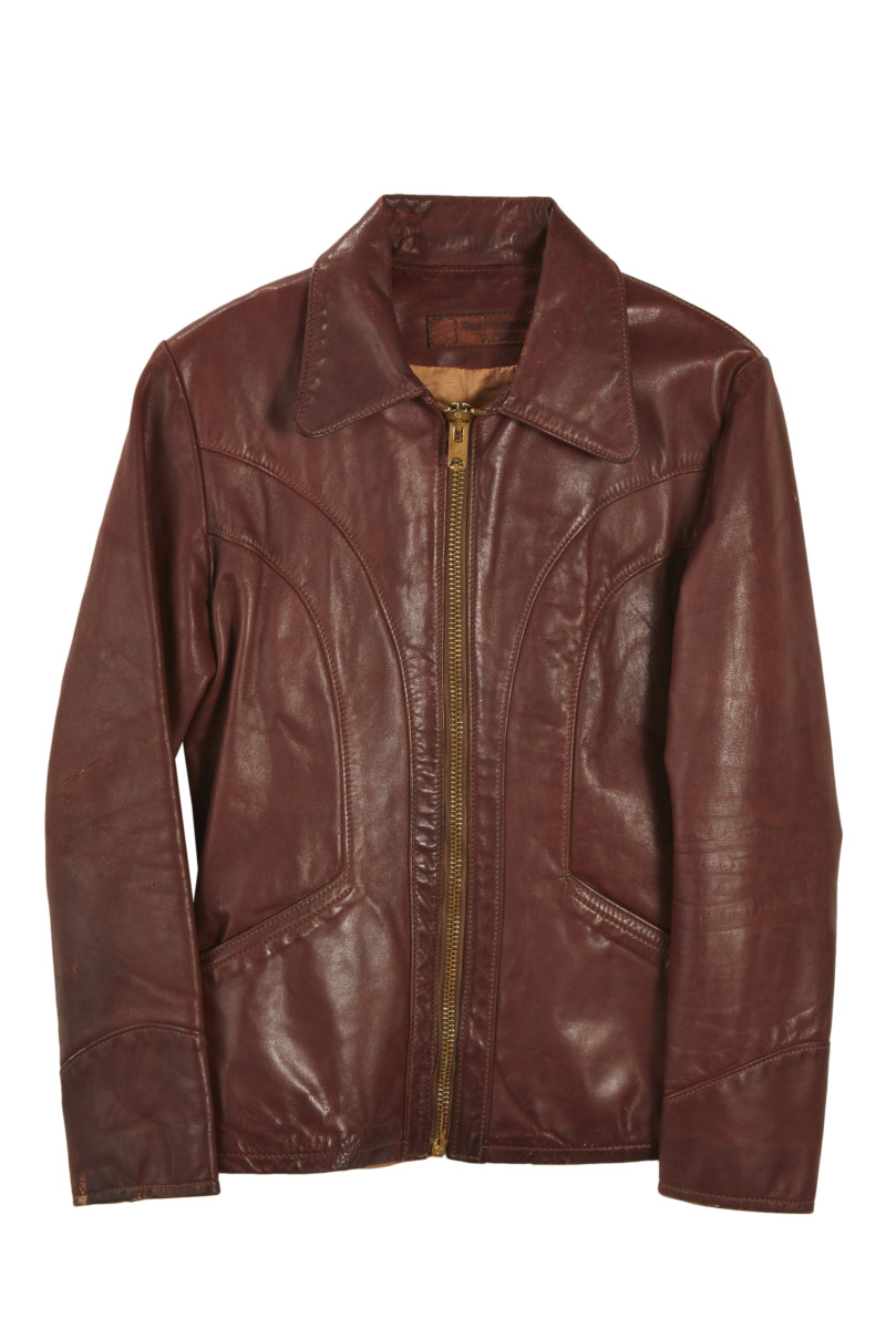 WGACA - Burgundy Womens Leather Jacket - Vintage GOOFASH