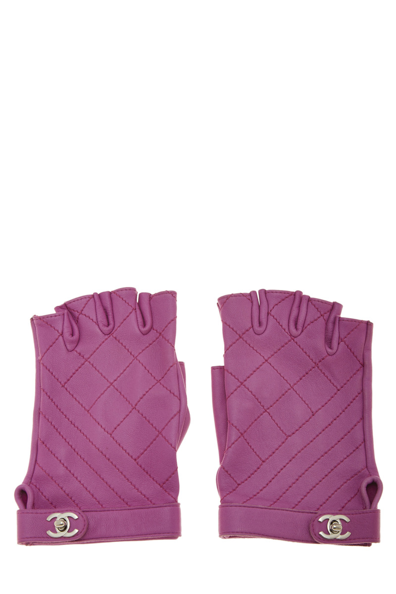 WGACA - Ladies Fingerless Gloves in Purple from Chanel GOOFASH
