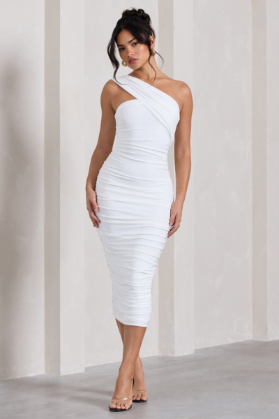 White Bodycon Midi Dress Club L London Woman GOOFASH
