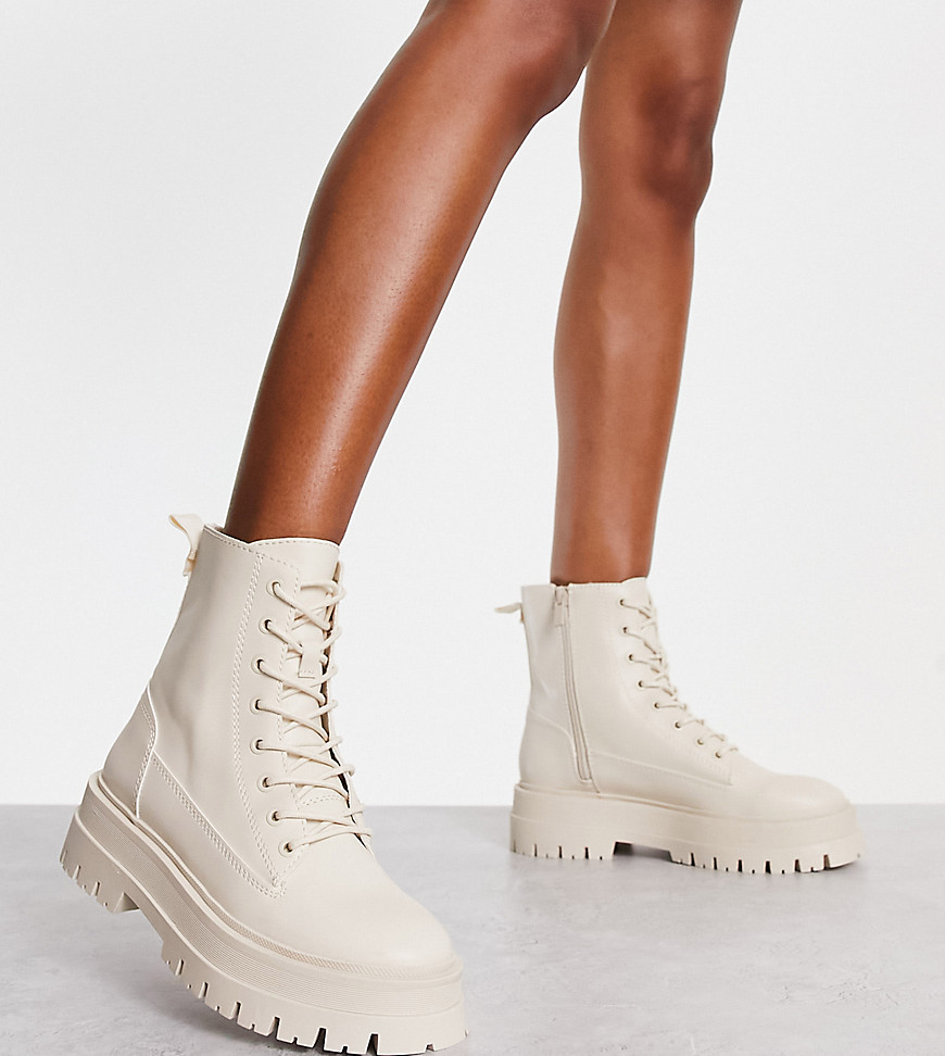 White Lace Up Flat Boots for Woman by Asos GOOFASH