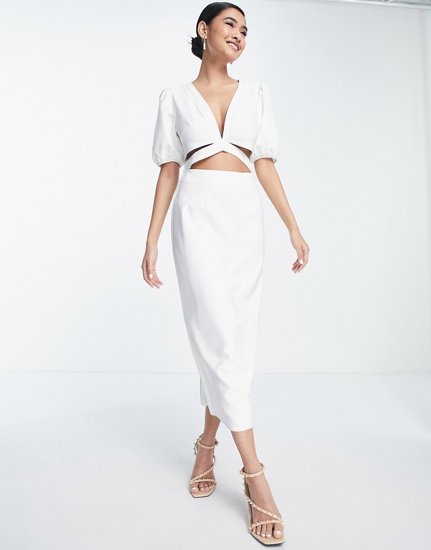 White Midi Dress Ladies - Asos GOOFASH