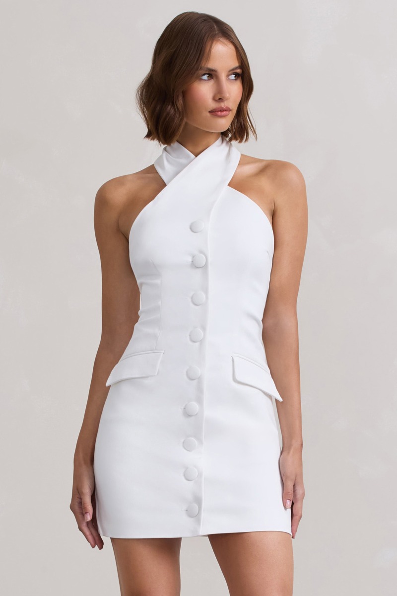 White Mini Dress at Club L London GOOFASH