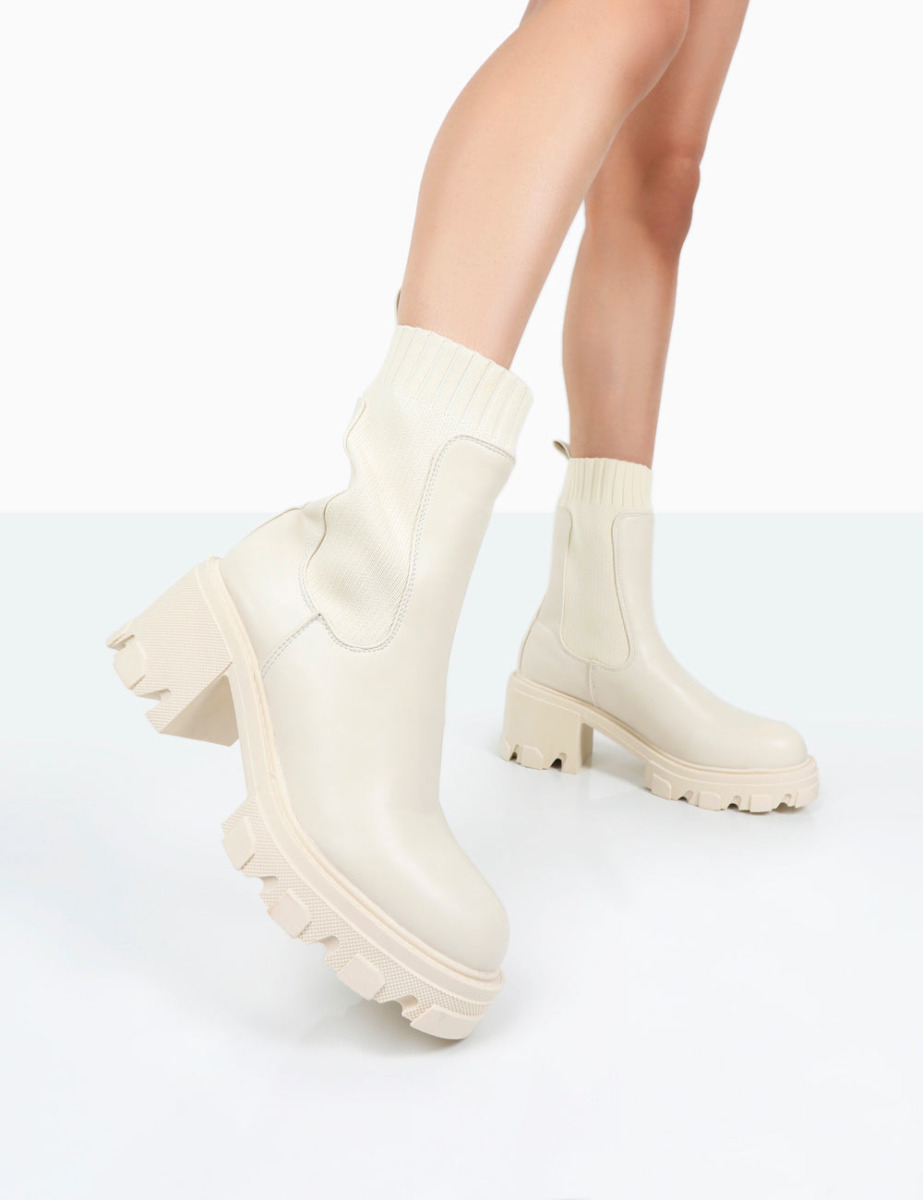 Woman Ankle Boots Cream by Public Desire GOOFASH